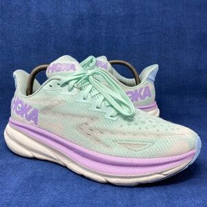 1127896 HOKA ONE ONE Clifton 9 Womens Shoes Sunlit Ocean/Lilac size 9.5B